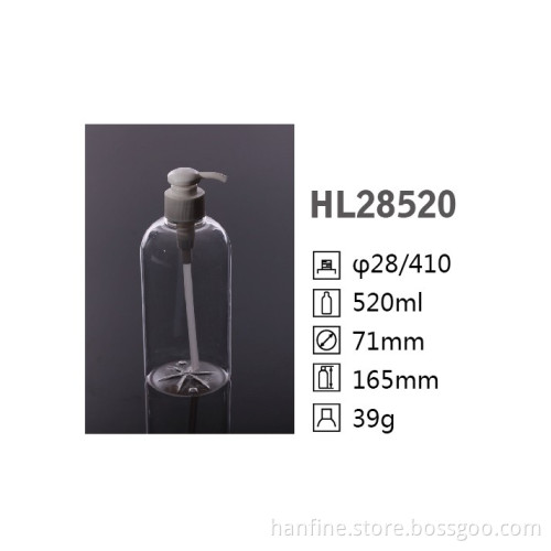 520ml hot sale PET plastic body care pump body wash bottle